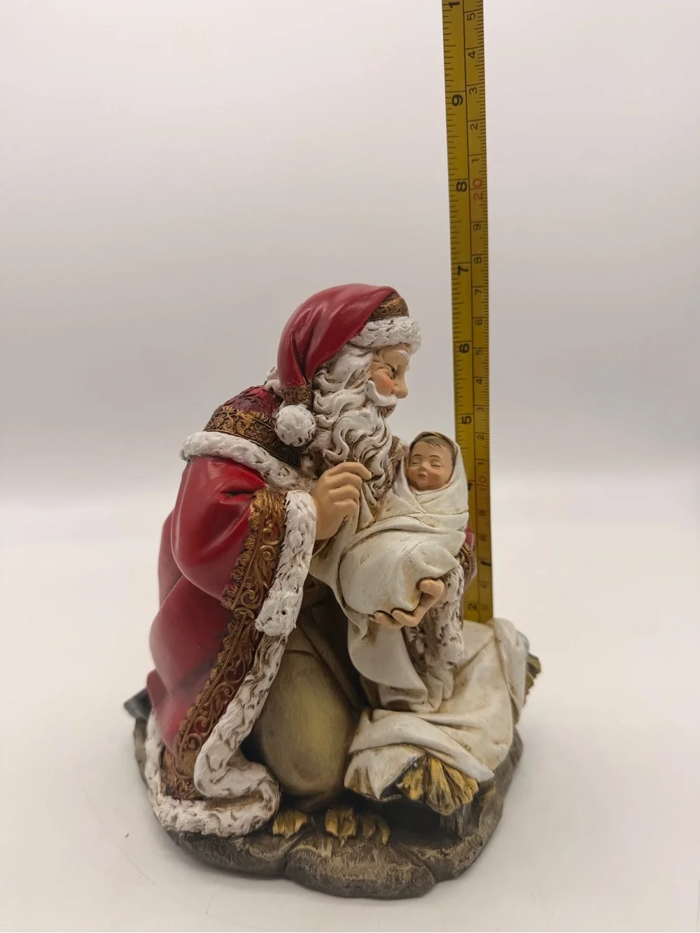 Kneeling Adoring Santa Claus Holding Infant Christ 7